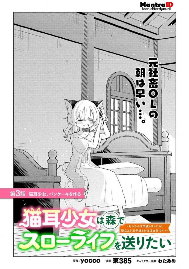 Nekomimi Shoujo wa Mori de Slow Life wo Okuritai: Mofumofu wa Shomou Shimashita ga, Seijo to ka Ouji-sama to ka wa Chuumongai desu chapter 3