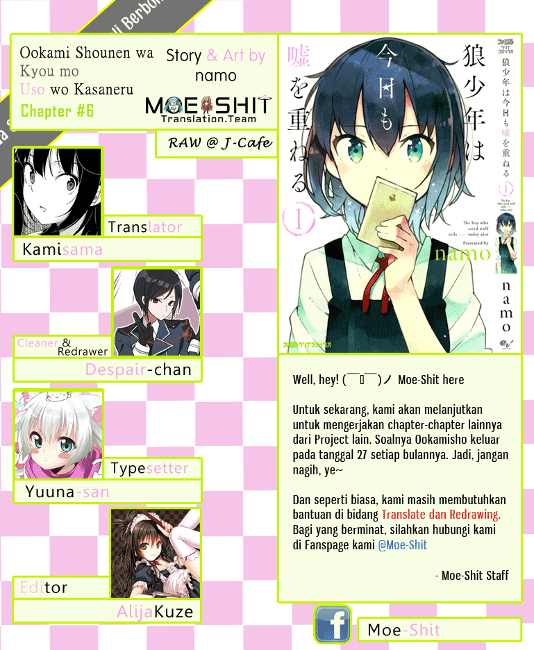 Ookami Shounen wa Kyou mo Uso wo Kasaneru Chapter 06 Bahasa Indonesia