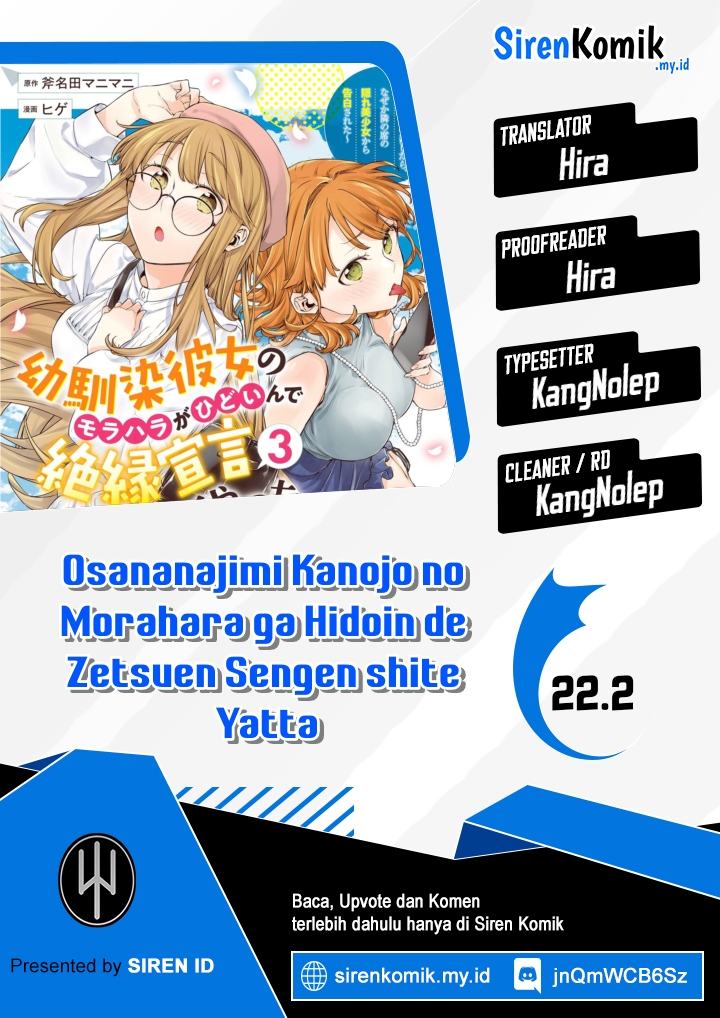 Osananajimi Kanojo no Morahara ga Hidoin de Zetsuen Sengen shite Yatta Chapter 22.2 Bahasa Indonesia