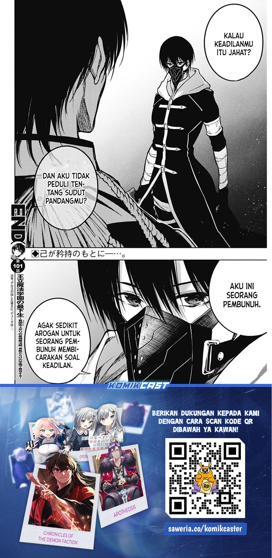 Ouritsu Mahou Gakuen no Saikasei: Slum Agari no Saikyou Mahoushi, Kizoku darake no Gakuen de Musou suru Chapter 101 Bahasa Indonesia