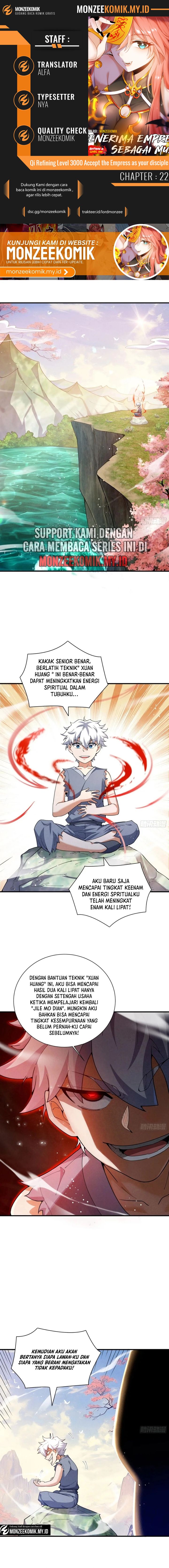 Qi Refining Level 3000 Accept the Empress as your disciple Chapter 22 Bahasa Indonesia