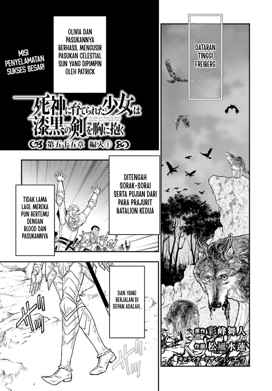Shinigami ni Sodaterareta Shoujo wa Shikkoku no Tsurugi wo Mune ni Idaku Chapter 55 Bahasa Indonesia