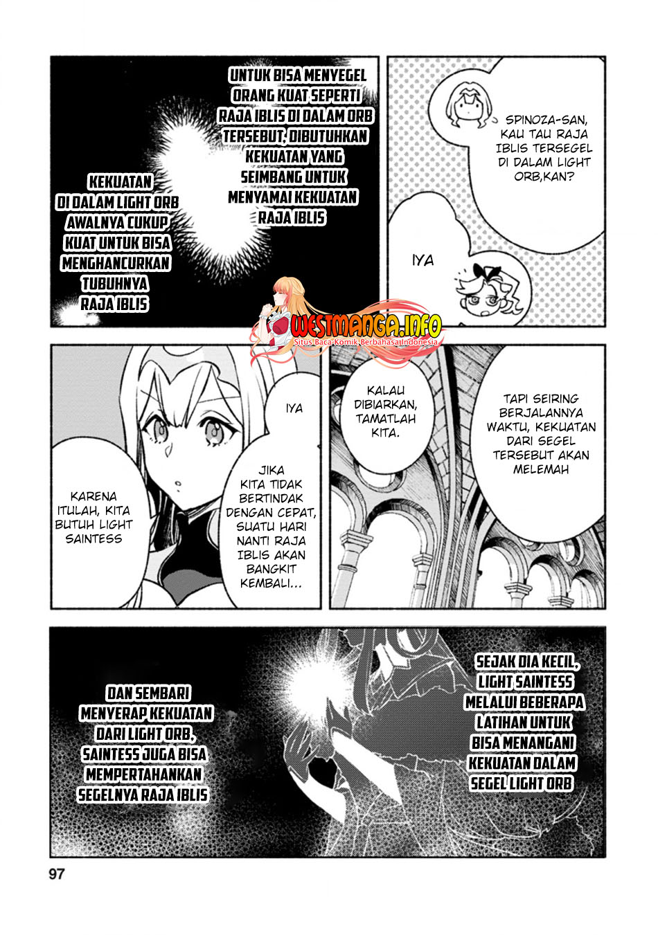 Sono Monban, Saikyou Nitsuki: Tsuihou Sareta Bougyo Ryoku 9999 no Senshi, Outo no Monban Toshite Musou Suru Chapter 14.1 Bahasa Indonesia