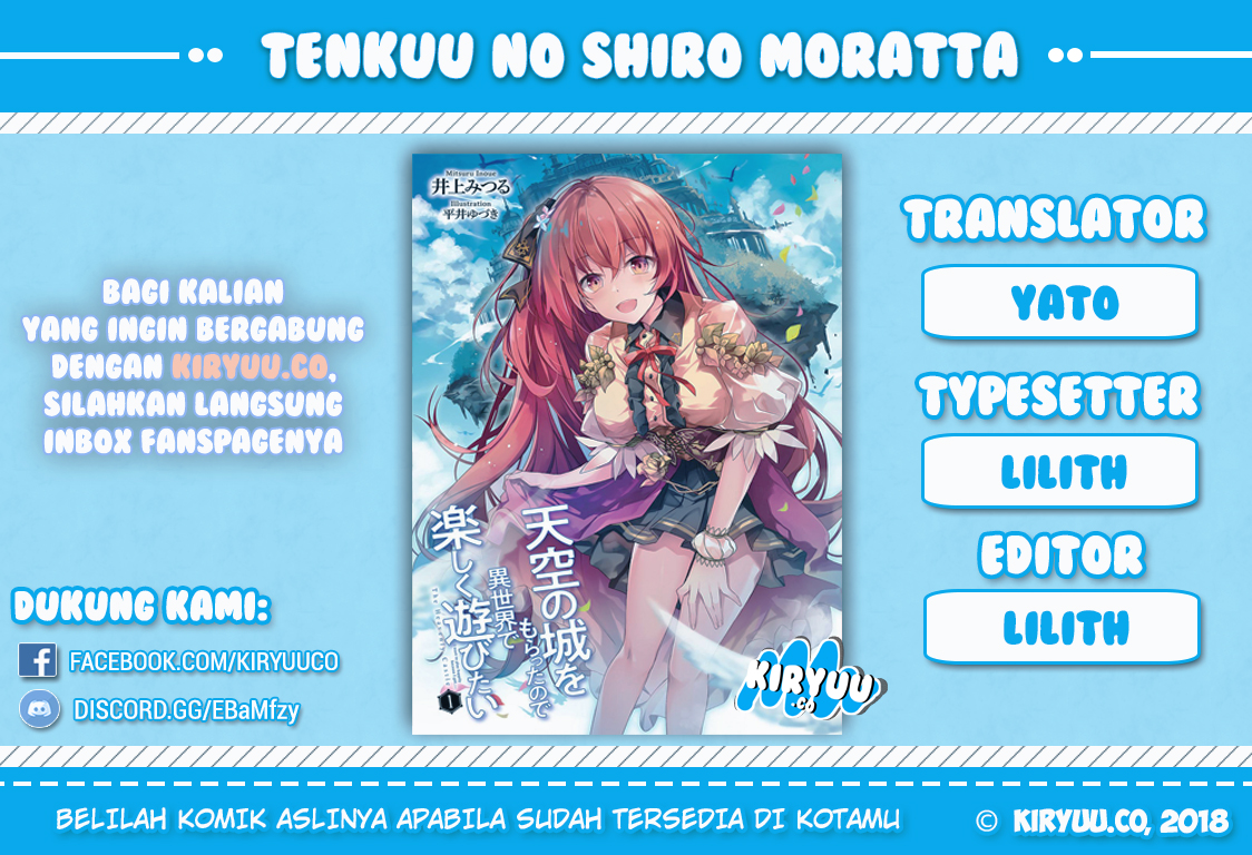 Tenkuu no Shiro o Moratta no de Isekai de Tanoshiku Asobitai Chapter 01 Bahasa Indonesia