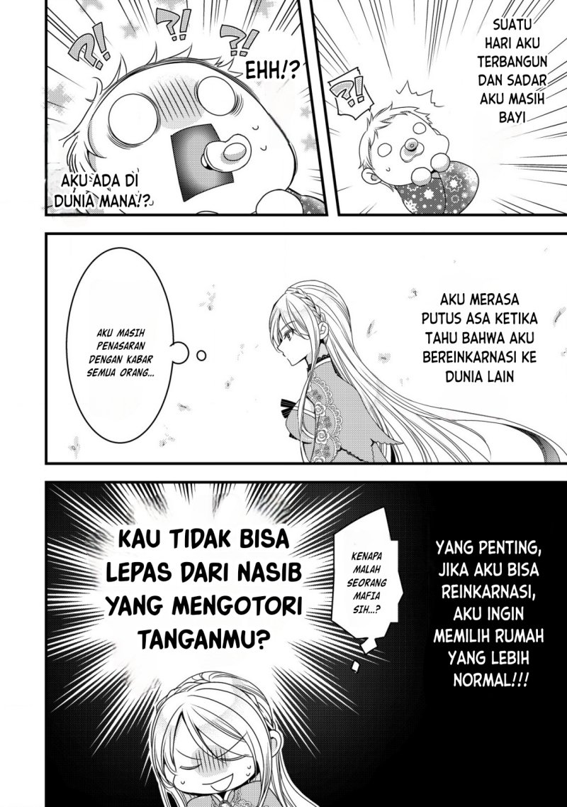 Tensei shita Onna Mafia wa Isekai de Heibon ni Kurashitai – Asashin Ikka no Hakushaku Reijou desu ga Chapter 01 Bahasa Indonesia
