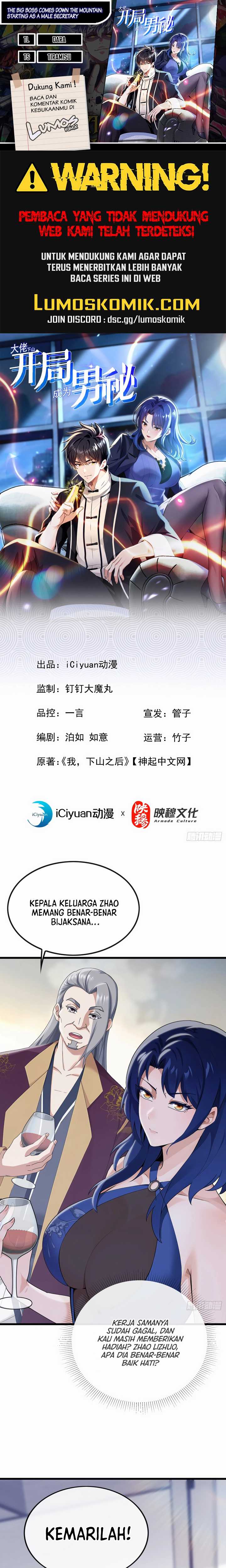 The Big Boss Comes Down the Mountain: Starting as a Male Secretary Chapter 11 Bahasa Indonesia