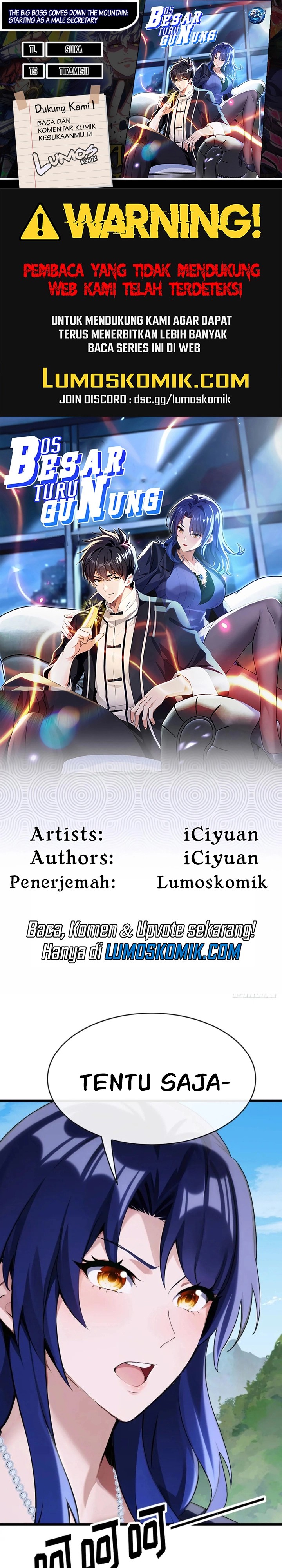 The Big Boss Comes Down the Mountain: Starting as a Male Secretary Chapter 32 Bahasa Indonesia