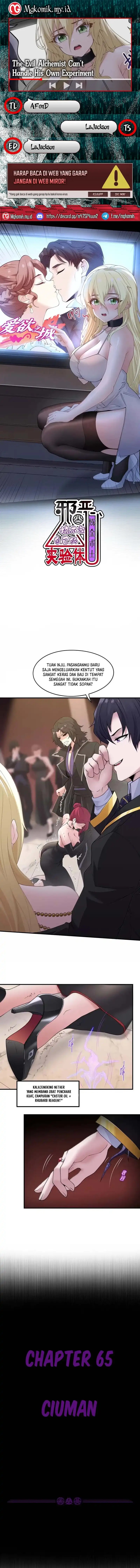 The Evil Alchemist Can’t Handle His Own Experiment Chapter 65 Bahasa Indonesia