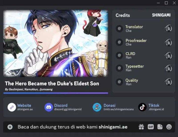 The Hero Became the Duke’s Eldest Son Chapter 64 Bahasa Indonesia