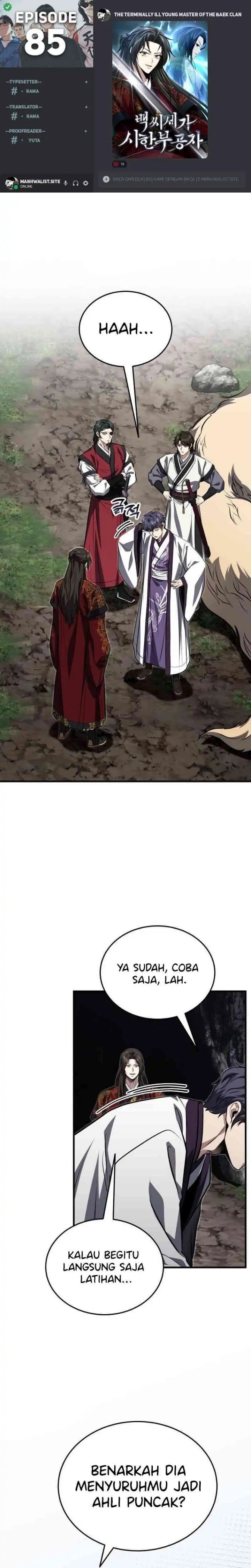 The Terminally Ill Young Master of the Baek Clan Chapter 85 Bahasa Indonesia