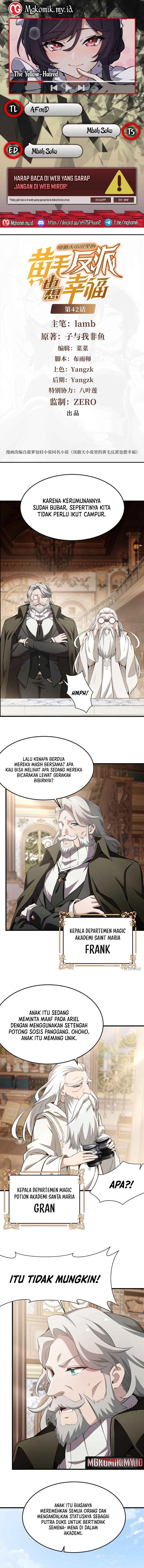 The Yellow-haired Villain in Female Main Character’s Novel wants Happiness Chapter 42 Bahasa Indonesia