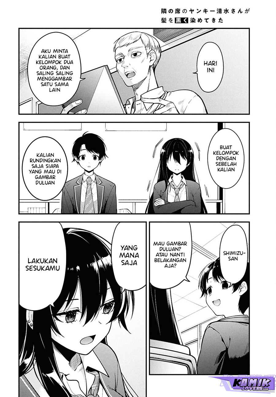 Tonari no Seki no Yankee Shimizu-san ga Kami o Kuroku Sometekita chapter 1
