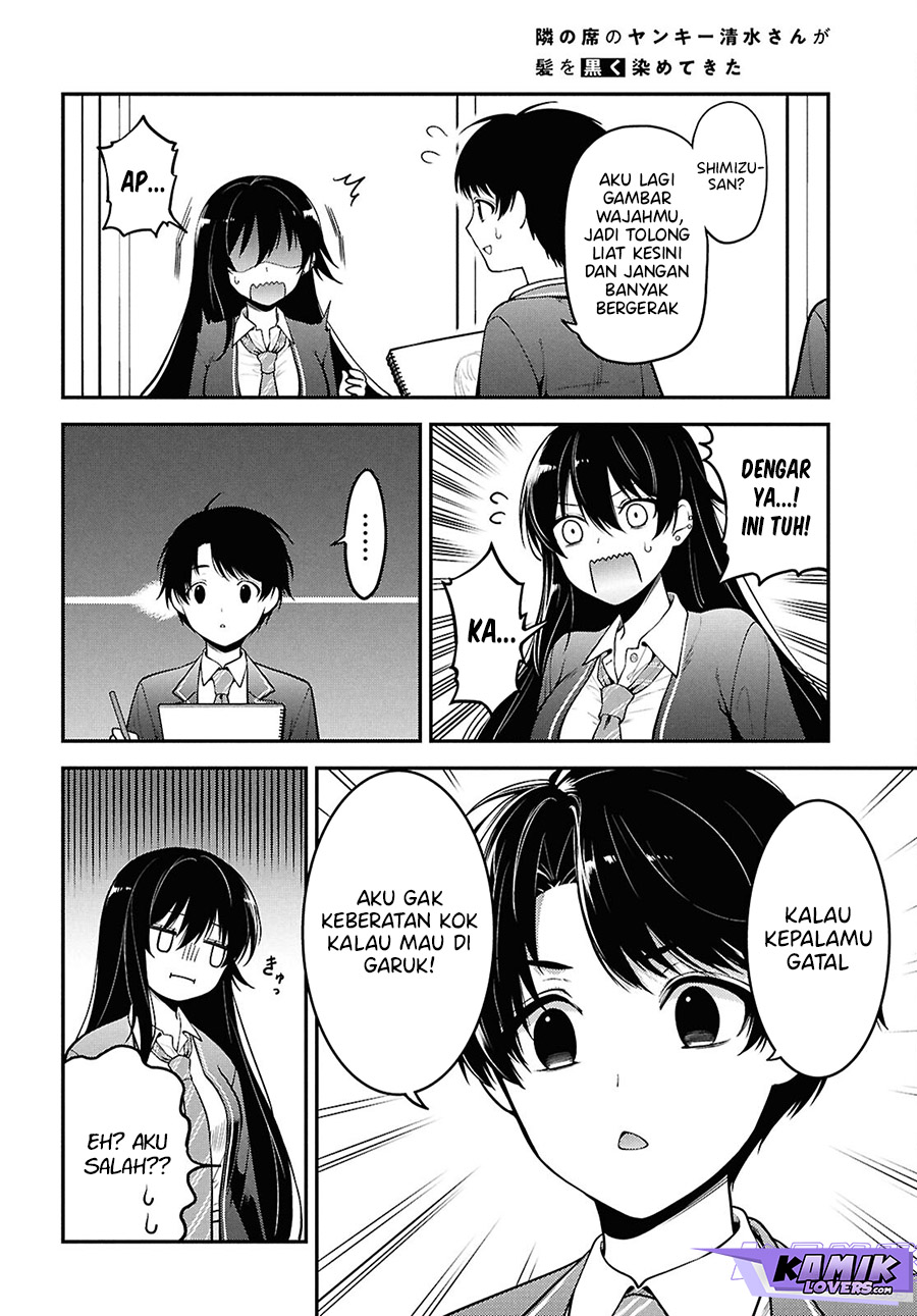 Tonari no Seki no Yankee Shimizu-san ga Kami o Kuroku Sometekita chapter 1