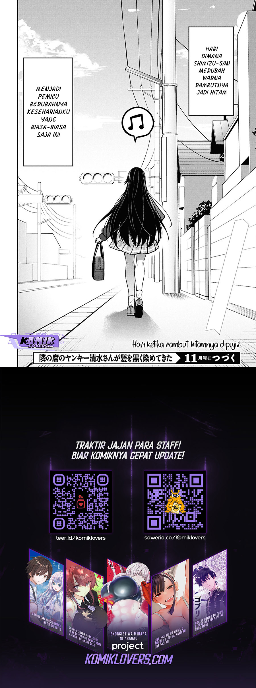 Tonari no Seki no Yankee Shimizu-san ga Kami o Kuroku Sometekita chapter 1