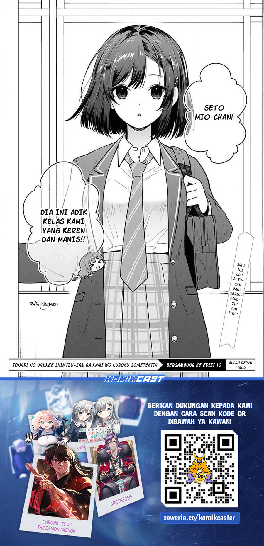 Tonari no Seki no Yankee Shimizu-san ga Kami o Kuroku Sometekita chapter 10