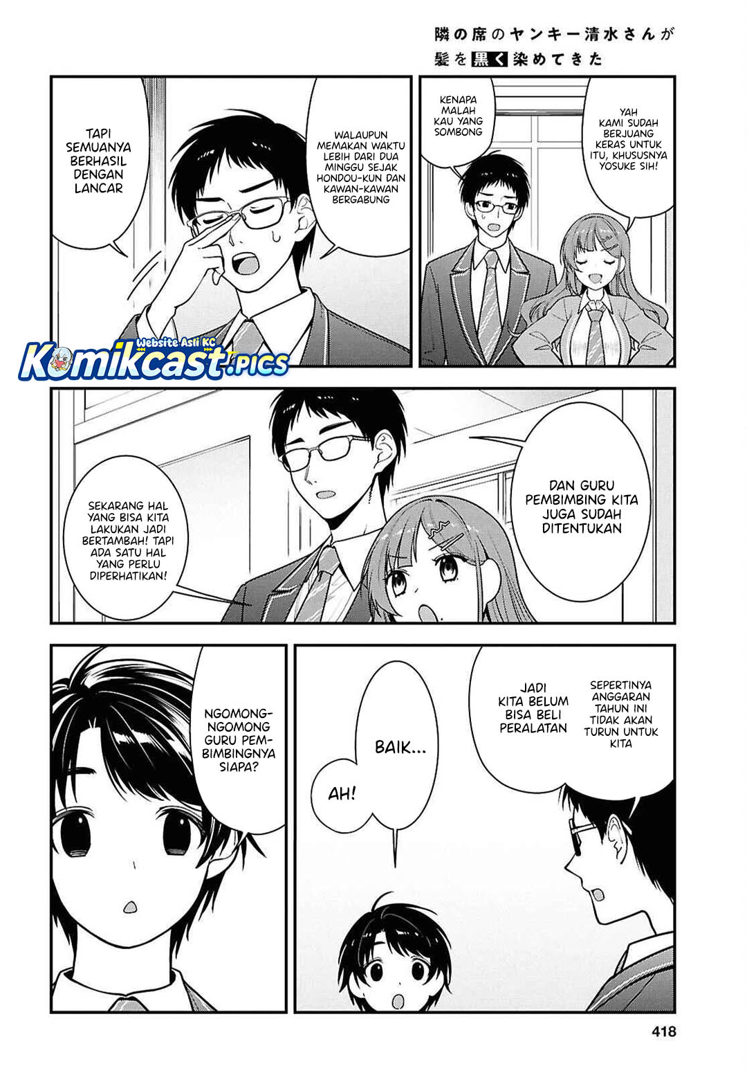 Tonari no Seki no Yankee Shimizu-san ga Kami o Kuroku Sometekita Chapter 12 Bahasa Indonesia