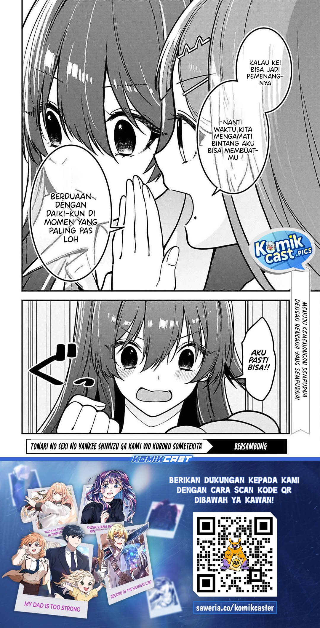 Tonari no Seki no Yankee Shimizu-san ga Kami o Kuroku Sometekita Chapter 12 Bahasa Indonesia