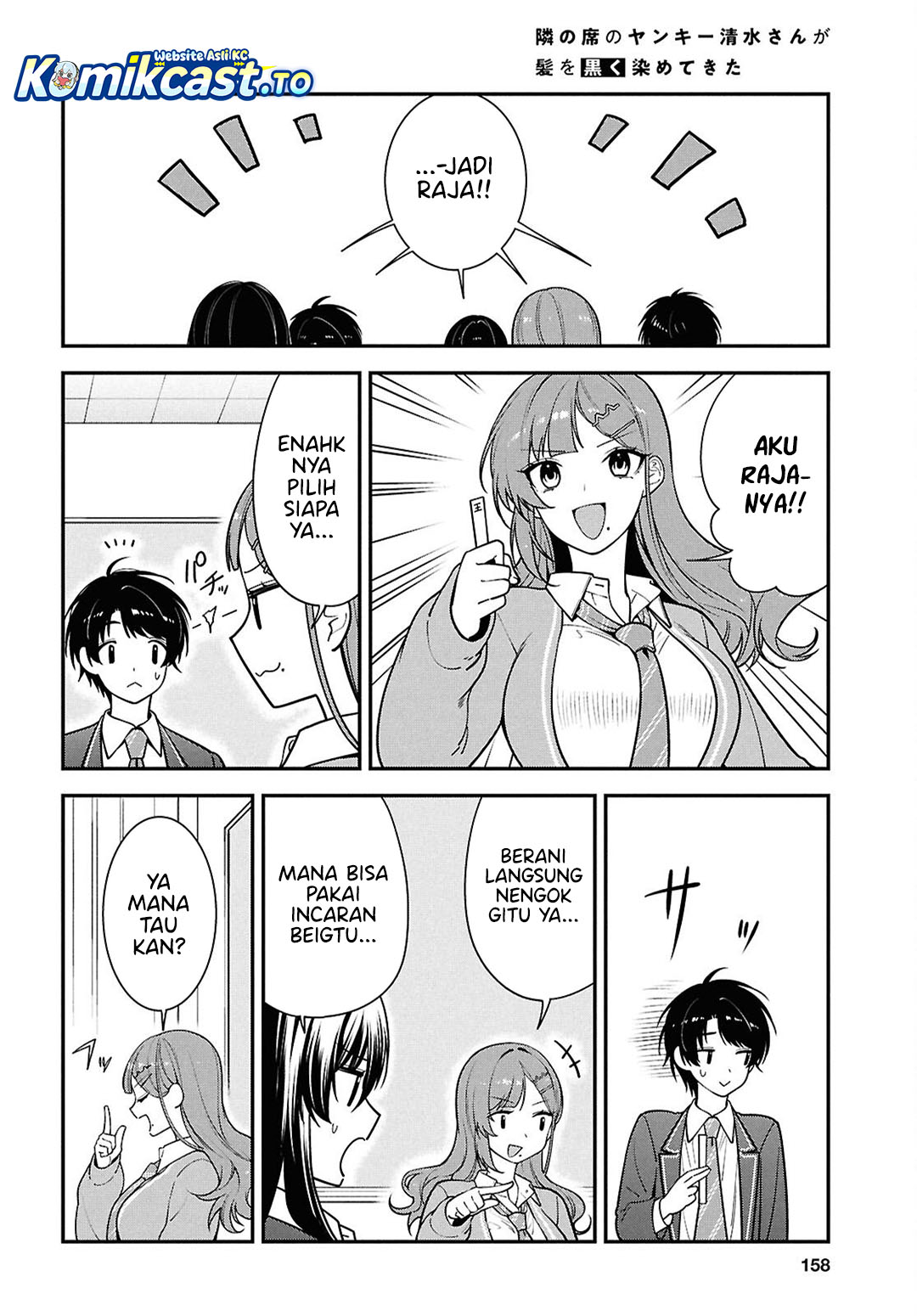 Tonari no Seki no Yankee Shimizu-san ga Kami o Kuroku Sometekita Chapter 14 Bahasa Indonesia