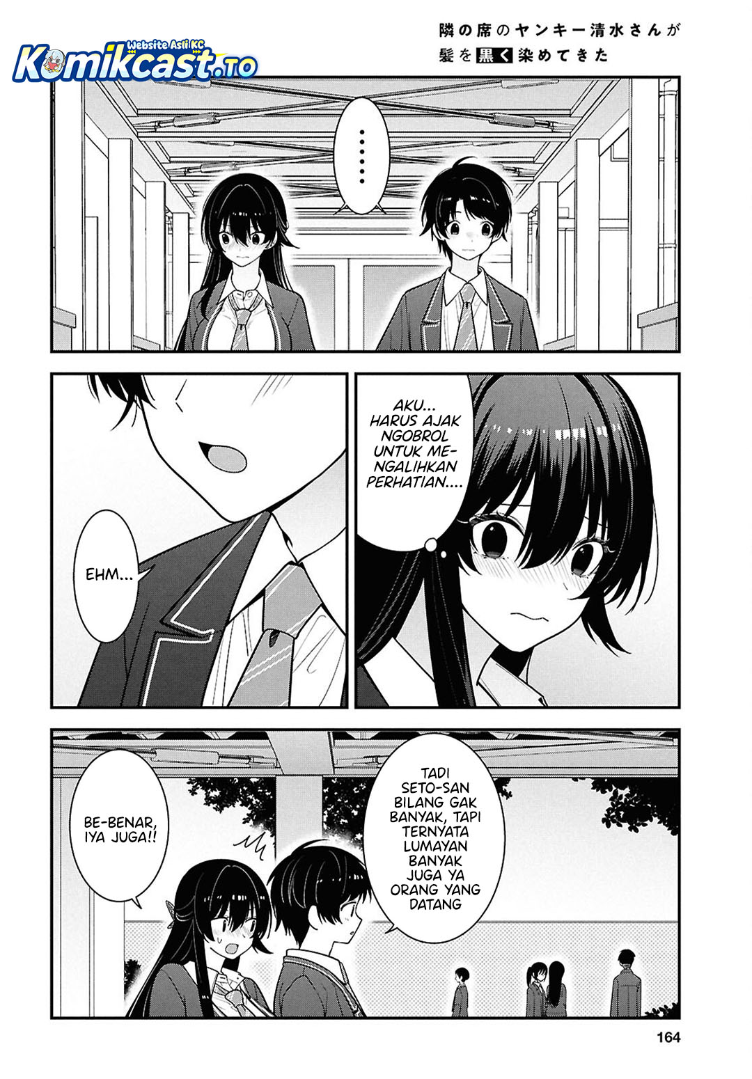 Tonari no Seki no Yankee Shimizu-san ga Kami o Kuroku Sometekita Chapter 14 Bahasa Indonesia