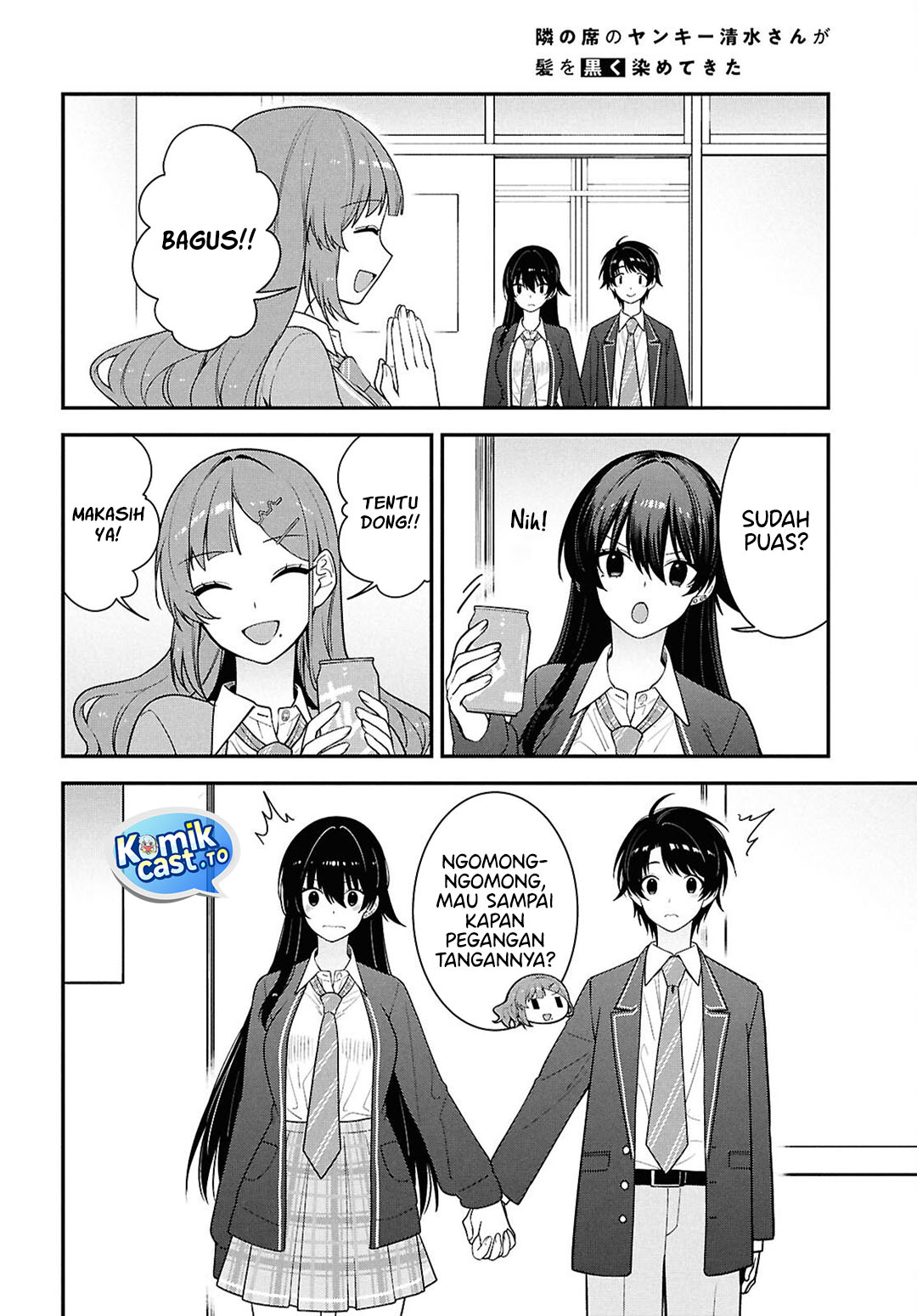 Tonari no Seki no Yankee Shimizu-san ga Kami o Kuroku Sometekita Chapter 14 Bahasa Indonesia
