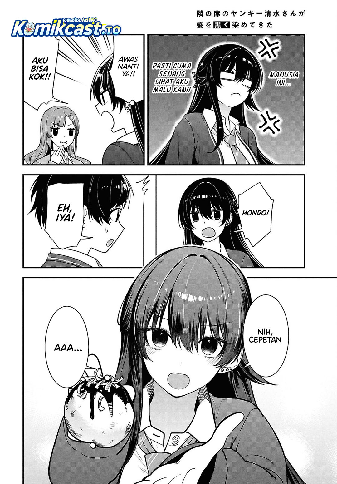 Tonari no Seki no Yankee Shimizu-san ga Kami o Kuroku Sometekita Chapter 14 Bahasa Indonesia