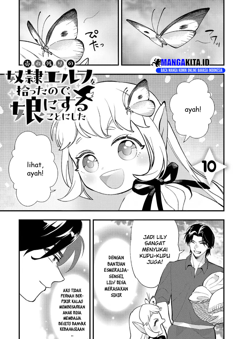 Urenokori no Dorei Elf wo Hirotta no de, Musume ni suru Koto ni shita Chapter 10 Bahasa Indonesia
