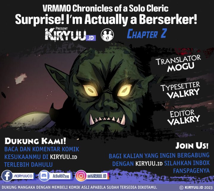 VRMMO Chronicles of a Solo Cleric ~Surprise! I’m Actually a Berserker!~ Chapter 02 Bahasa Indonesia