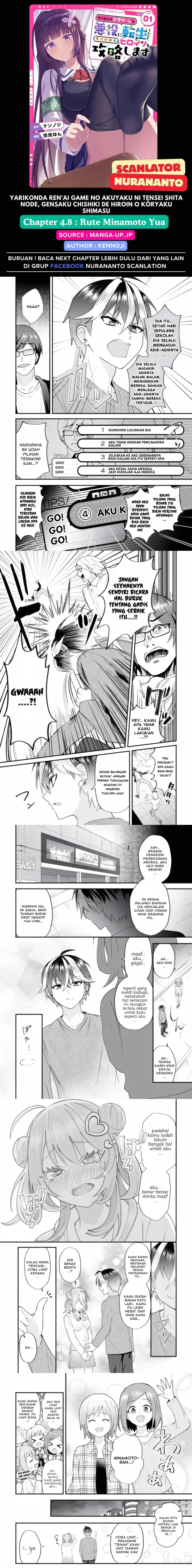 Yarikonda ren’ai game no akuyaku ni tensei shita node, gensaku chishiki de hiroin o kōryaku shimasu Chapter 04.8 Bahasa Indonesia