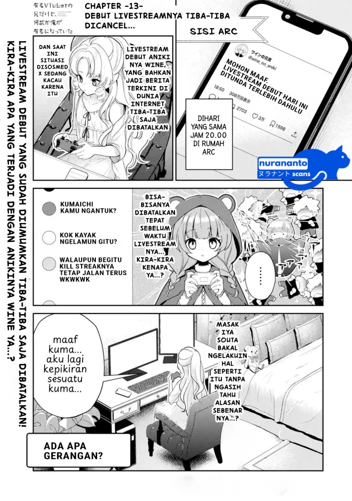 Yuumei VTuber no Ani Dakedo Nazeka Ore ga Yuumei ni Natteita Chapter 13.1 Bahasa Indonesia